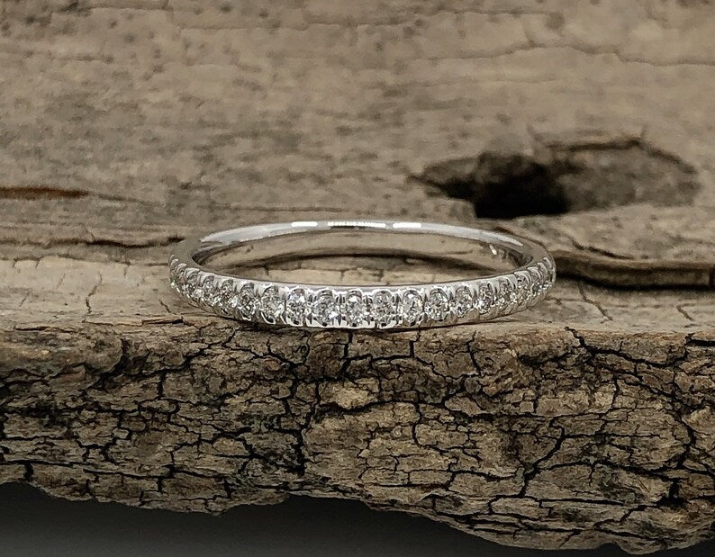 14k White Gold Diamond Band, Diamond Ring, Half Eternity 0.25 Carats Diamond Matching Band, Wedding Band, Diamond Band