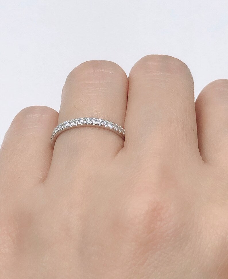 14k White Gold Diamond Band, Diamond Ring, Half Eternity 0.25 Carats Diamond Matching Band, Wedding Band, Diamond Band