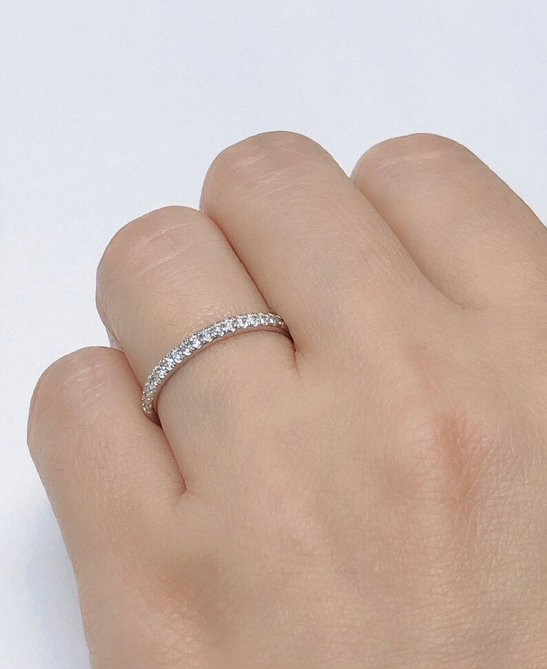 14k White Gold Diamond Band, Diamond Ring, Half Eternity 0.25 Carats Diamond Matching Band, Wedding Band, Diamond Band