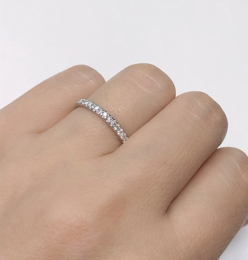 14k White Gold Diamond Band, Diamond Ring, Half Eternity 0.25 Carats Diamond Matching Band, Wedding Band, Diamond Band