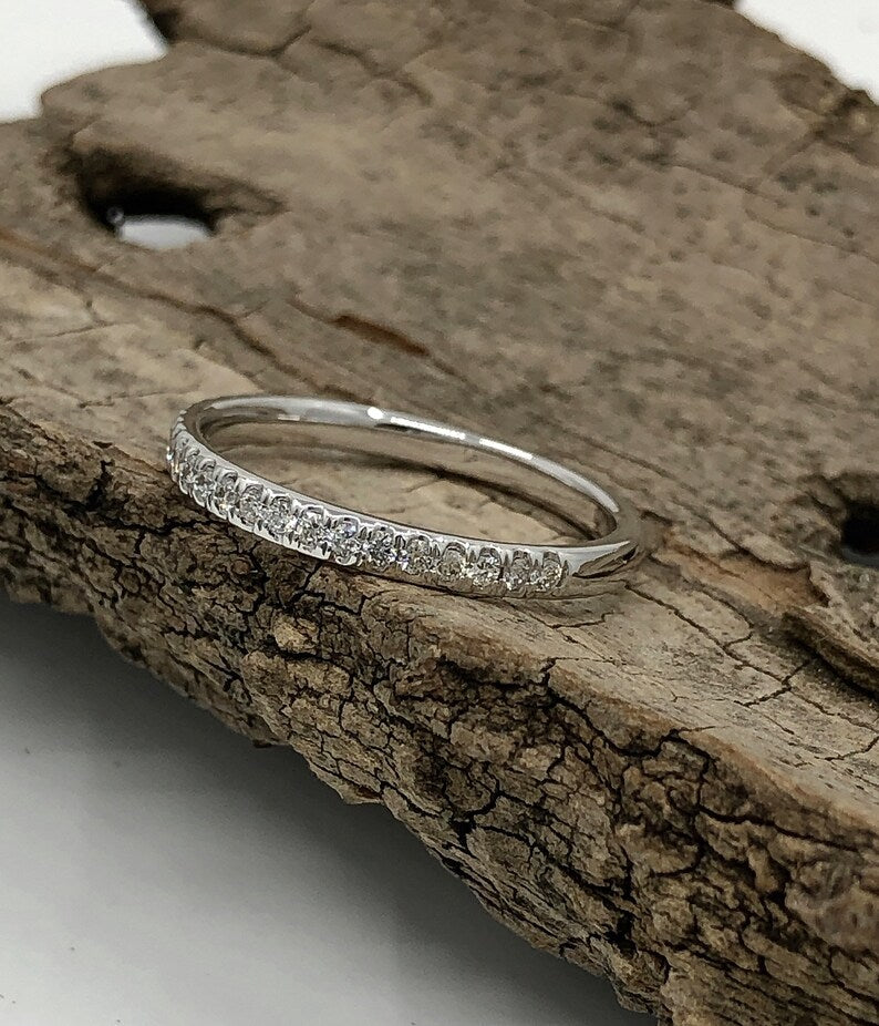 14k White Gold Diamond Band, Diamond Ring, Half Eternity 0.25 Carats Diamond Matching Band, Wedding Band, Diamond Band