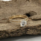 Round Cut Moissanite Engagement Ring Set in Solid 14k Yellow Gold, Diamond Bridal Set, Forever One Round Engagement Ring, Simple Wedding Set