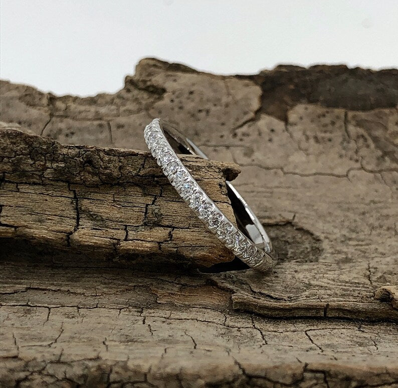 14k White Gold Diamond Band, Diamond Ring, Half Eternity 0.25 Carats Diamond Matching Band, Wedding Band, Diamond Band