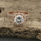 Rose Gold Bridal Set In 14k, Round Cut Engagement Set, Diamond Halo Wedding Set, Forever One Moissanite Bridal Set, Diamond Wedding Set