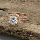 Rose Gold Bridal Set In 14k, Round Cut Engagement Set, Diamond Halo Wedding Set, Forever One Moissanite Bridal Set, Diamond Wedding Set