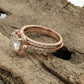 Rose Gold Bridal Set In 14k, Round Cut Engagement Set, Diamond Halo Wedding Set, Forever One Moissanite Bridal Set, Diamond Wedding Set
