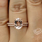 Oval Morganite Engagement Ring Rose Gold, Oval Cut Morganite Bridal Set, Morganite Ring, Morganite Bridal Set, Diamond Wedding Set