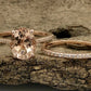 Oval Morganite Engagement Ring Rose Gold, Oval Cut Morganite Bridal Set, Morganite Ring, Morganite Bridal Set, Diamond Wedding Set