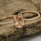 Oval Morganite Engagement Ring Rose Gold, Oval Cut Morganite Bridal Set, Morganite Ring, Morganite Bridal Set, Diamond Wedding Set