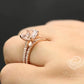 Oval Morganite Engagement Ring Rose Gold, Oval Cut Morganite Bridal Set, Morganite Ring, Morganite Bridal Set, Diamond Wedding Set
