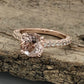 14k Rose Gold Diamond Ring Engagement Ring 8mm/1.58 Carats Round Cut Morganite Ring Diamond Wedding Ring Anniversary Ring
