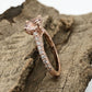 14k Rose Gold Diamond Ring Engagement Ring 8mm/1.58 Carats Round Cut Morganite Ring Diamond Wedding Ring Anniversary Ring