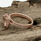 Morganite Bridal Set In 14K Rose Gold, Morganite Cushion Engagement Ring, Cushion Diamond Halo Ring, Morganite Engagement Ring, Diamond Ring