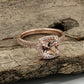 Morganite Bridal Set In 14K Rose Gold, Morganite Cushion Engagement Ring, Cushion Diamond Halo Ring, Morganite Engagement Ring, Diamond Ring