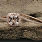 Morganite Bridal Set In 14K Rose Gold, Morganite Cushion Engagement Ring, Cushion Diamond Halo Ring, Morganite Engagement Ring, Diamond Ring