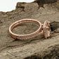 Morganite Bridal Set In 14K Rose Gold, Morganite Cushion Engagement Ring, Cushion Diamond Halo Ring, Morganite Engagement Ring, Diamond Ring