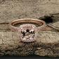 Morganite Bridal Set In 14K Rose Gold, Morganite Cushion Engagement Ring, Cushion Diamond Halo Ring, Morganite Engagement Ring, Diamond Ring
