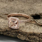 Morganite Bridal Set In 14K Rose Gold, Morganite Cushion Engagement Ring, Cushion Diamond Halo Ring, Morganite Engagement Ring, Diamond Ring
