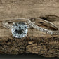 14k White Gold Diamond Wedding Set 8mm/1.85 Carats Round Cut Aquamarine Engagement Ring Half Eternity Diamond Wedding Band
