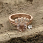 Rose Gold Morganite Round Cut Wedding Set, Round Morganite Engagement Ring, Morganite Wedding Set