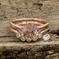 Rose Gold Morganite Round Cut Wedding Set, Round Morganite Engagement Ring, Morganite Wedding Set