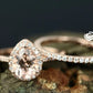 Rose Gold Morganite Pear Shape Ring Set, Pear Morganite Engagement Ring , Morganite Wedding Set, Pear Cut Morganite Ring Set, Morganite Pear