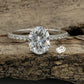2ct Engagement Ring 14k White Gold Diamond Ring Certified 9x7mm Oval Cut Forever One D-F Color Moissanite Ring Hidden Diamond Halo Ring