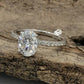 2ct Engagement Ring 14k White Gold Diamond Ring Certified 9x7mm Oval Cut Forever One D-F Color Moissanite Ring Hidden Diamond Halo Ring