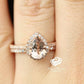 Rose Gold Morganite Pear Shape Ring Set, Pear Morganite Engagement Ring , Morganite Wedding Set, Pear Cut Morganite Ring Set, Morganite Pear