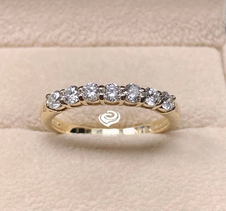 Yellow Gold Eternity Band in 14k, Diamond Wedding Band, Stackable Diamond Band, Moissanite Wedding Band, Anniversary Band, Wedding Ring