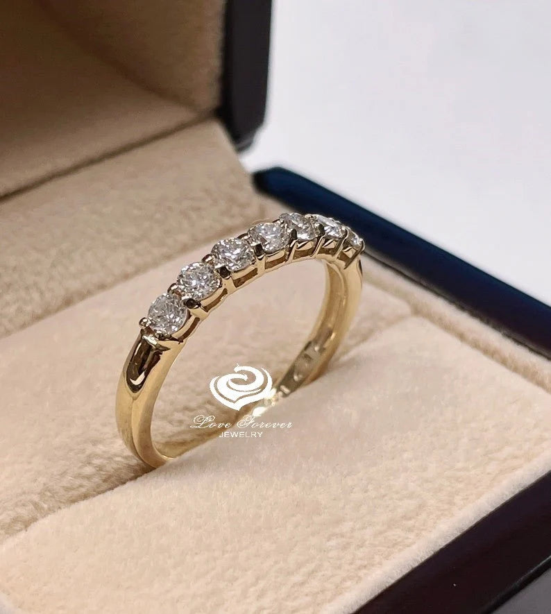 Yellow Gold Eternity Band in 14k, Diamond Wedding Band, Stackable Diamond Band, Moissanite Wedding Band, Anniversary Band, Wedding Ring