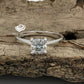 1 CT Cushion Engagement Ring 14k White Gold, Forever One DEF Moissanite Engagement Ring, Wedding Ring, Anniversary Ring