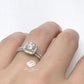 Cushion Cut Engagement Ring in 14k White Gold, Diamond Wedding Band, Forever One Moissanite Bridal Wedding Set, Stackable Wedding Band