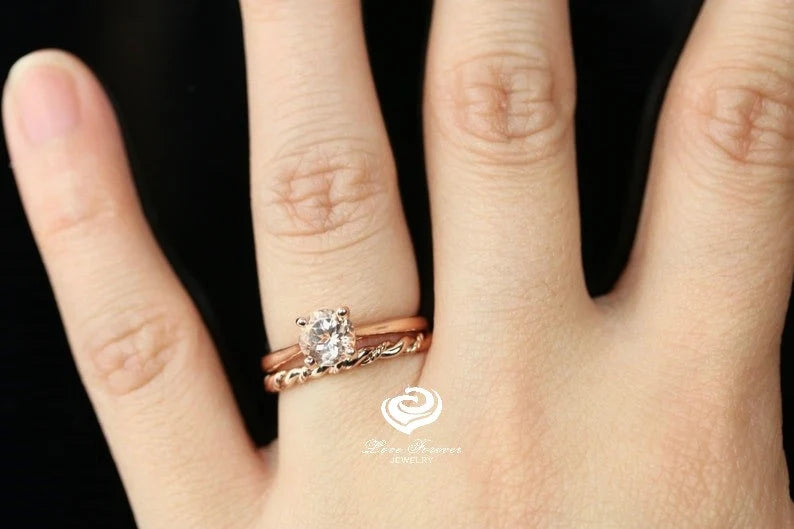 Rose Gold Morganite Engagement Ring 14k Solid Gold, Morganite Solitaire Ring, Morganite Wedding Ring, Morganite Bridal Ring, Unique Ring