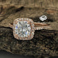 1.66 CT Cushion Cut Engagement Ring 14k Rose Gold, Forever One Cushion Moissanite Ring, Diamond Halo Ring, Diamond Wedding Ring