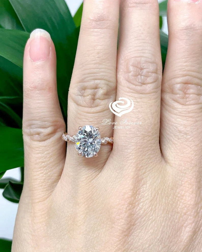 2cts or 3cts Moissanite Ring Diamond Ring Certified 9x7mm or