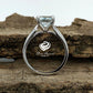 14k White Gold Engagement Ring Aquamarine Ring 7mm Cushion Cut Dark Blue Aquamarine Solitaire Ring Anniversary Ring Wedding Ring