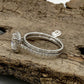 Cushion Cut Engagement Ring in 14k White Gold, Diamond Wedding Band, Forever One Moissanite Bridal Wedding Set, Stackable Wedding Band