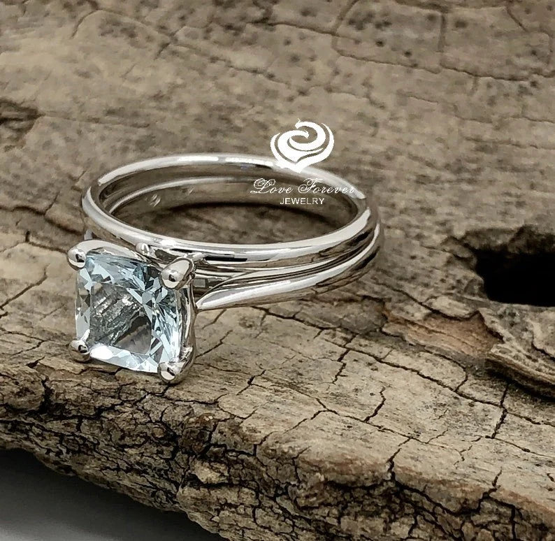 Dark blue aquamarine ring online