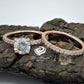 1.50 CT Round Cut Bridal Set in 14k Rose Gold, Moissanite Round Engagement Ring Set, Forever One Bridal Set, Hidden Halo Diamond Wedding Set