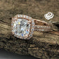 2.50 CT Cushion Cut Engagement Ring 14k Rose Gold, Forever One Moissanite Cushion Ring, Diamond Halo Engagement Ring, D-F Color Cushion Ring