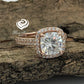 2.50 CT Cushion Cut Engagement Ring 14k Rose Gold, Forever One Moissanite Cushion Ring, Diamond Halo Engagement Ring, D-F Color Cushion Ring