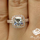2.50 CT Cushion Cut Engagement Ring 14k Rose Gold, Forever One Moissanite Cushion Ring, Diamond Halo Engagement Ring, D-F Color Cushion Ring