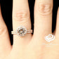 Morganite Bridal Set In 14K Rose Gold, Morganite Round Engagement Ring, Round Diamond Halo Set, Morganite Engagement Ring, Diamond Matching Band
