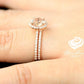 Morganite Bridal Set In 14K Rose Gold, Morganite Round Engagement Ring, Round Diamond Halo Set, Morganite Engagement Ring, Diamond Matching Band