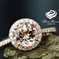 Morganite Bridal Set In 14K Rose Gold, Morganite Round Engagement Ring, Round Diamond Halo Set, Morganite Engagement Ring, Diamond Matching Band