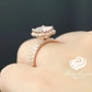 Oval Morganite Engagement Ring in 14k Rose Gold, Oval Cut Morganite Bridal Set, Rose Gold Morganite Ring, Oval Wedding Set, Diamond Ring Set
