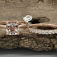 14k Rose Gold Morganite Cushion Wedding Set, Cushion Morganite Engagement Ring, Morganite Wedding Set, Morganite Engagement Ring, Diamond Ring