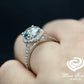 14k White Gold Diamond Ring Engagement Ring 8mm/1.80 Carats Round Cut Aquamarine Halo Diamond Wedding Ring Anniversary Ring Aquamarine Ring