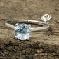 14k White Gold Engagement Ring Aquamarine Ring 6mm/0.80 Carats Round Cut Aquamarine Solitaire Ring Anniversary Ring Wedding Ring
